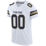 Custom Authentic Football Jersey with Personalized Name and Number - White Navy Old Gold Mesh Personalized White Navy-Old