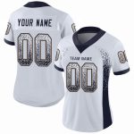 Custom Personalized Football Jersey with Name and Number - White Navy Old Gold Mesh Drift Team Apparel Personalized White
