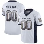 Custom Personalized Football Jersey with Name and Number - White Navy Old Gold Mesh Drift Team Apparel Personalized White