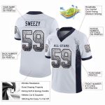 Custom Personalized Football Jersey with Name and Number - White Navy Old Gold Mesh Drift Team Apparel Personalized White
