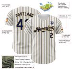 Custom Navy Old Gold Baseball Jersey with Personalized Name and Number - Authentic White Navy Pinstripe Personalized White