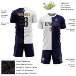 Custom Sublimation Soccer Jersey with Personalized Name and Number - White Navy Old Gold Split Fashion Uniform Personalized