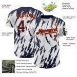 Customizable 3D Pattern Baseball Jersey - Personalized Name & Number in White Navy Orange, Sharp Design, Team Spirit Personalized