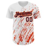 Custom Name and Number Baseball Jersey - Personalized White Navy-Orange 3D Pattern Design Abstract Splash Personalized White