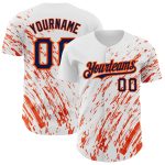 Custom Name and Number Baseball Jersey - Personalized White Navy-Orange 3D Pattern Design Abstract Splash Personalized White