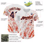 Custom Name and Number Baseball Jersey - Personalized White Navy-Orange 3D Pattern Design Abstract Splash Personalized White