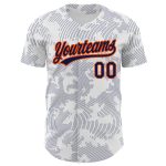 Customizable 3D Pattern Baseball Jersey with Personalized Name & Number - White Navy-Orange Team Design Personalized White