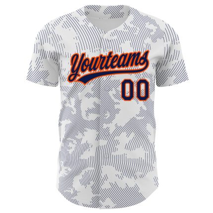 Customizable 3D Pattern Baseball Jersey with Personalized Name & Number - White Navy-Orange Team Design Personalized White