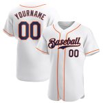 Personalized Authentic Baseball Jersey in White, Navy, and Orange Colors Personalized White Navy-Orange Authentic Baseball