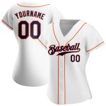 Personalized Authentic Baseball Jersey in White, Navy, and Orange Colors Personalized White Navy-Orange Authentic Baseball