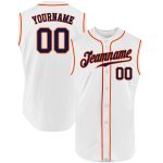 Custom Name Number Baseball Jersey - Personalized Authentic White Navy Orange Sleeveless Team Apparel Personalized White