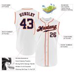 Custom Name Number Baseball Jersey - Personalized Authentic White Navy Orange Sleeveless Team Apparel Personalized White