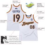 Custom Personalized Basketball Jersey with Name and Number - White Navy Orange Authentic Throwback Style Personalized White