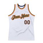 Custom Personalized Basketball Jersey with Name and Number - White Navy Orange Authentic Throwback Style Personalized White