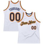 Custom Personalized Basketball Jersey with Name and Number - White Navy Orange Authentic Throwback Style Personalized White