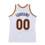Custom Personalized Basketball Jersey with Name and Number - White Navy Orange Authentic Throwback Style Personalized White