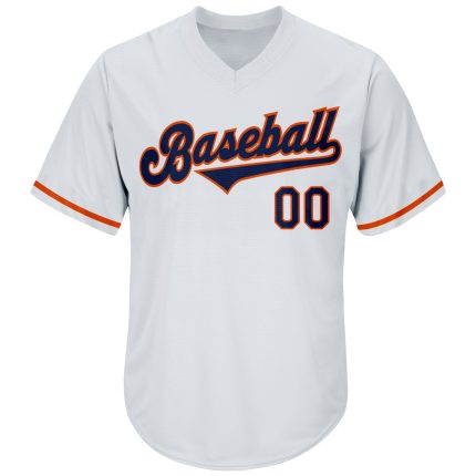 Customizable Baseball Jersey Shirt with Name and Number - Personalized White Navy-Orange Authentic Throwback Rib-Knit Personalized