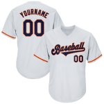 Customizable Baseball Jersey Shirt with Name and Number - Personalized White Navy-Orange Authentic Throwback Rib-Knit Personalized