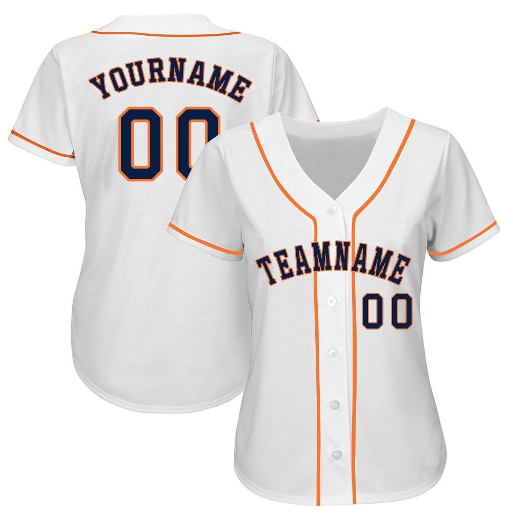 Custom Name and Number Personalized Navy-Orange Baseball Jersey for Team Personalized White Navy-Orange Baseball Jersey Team