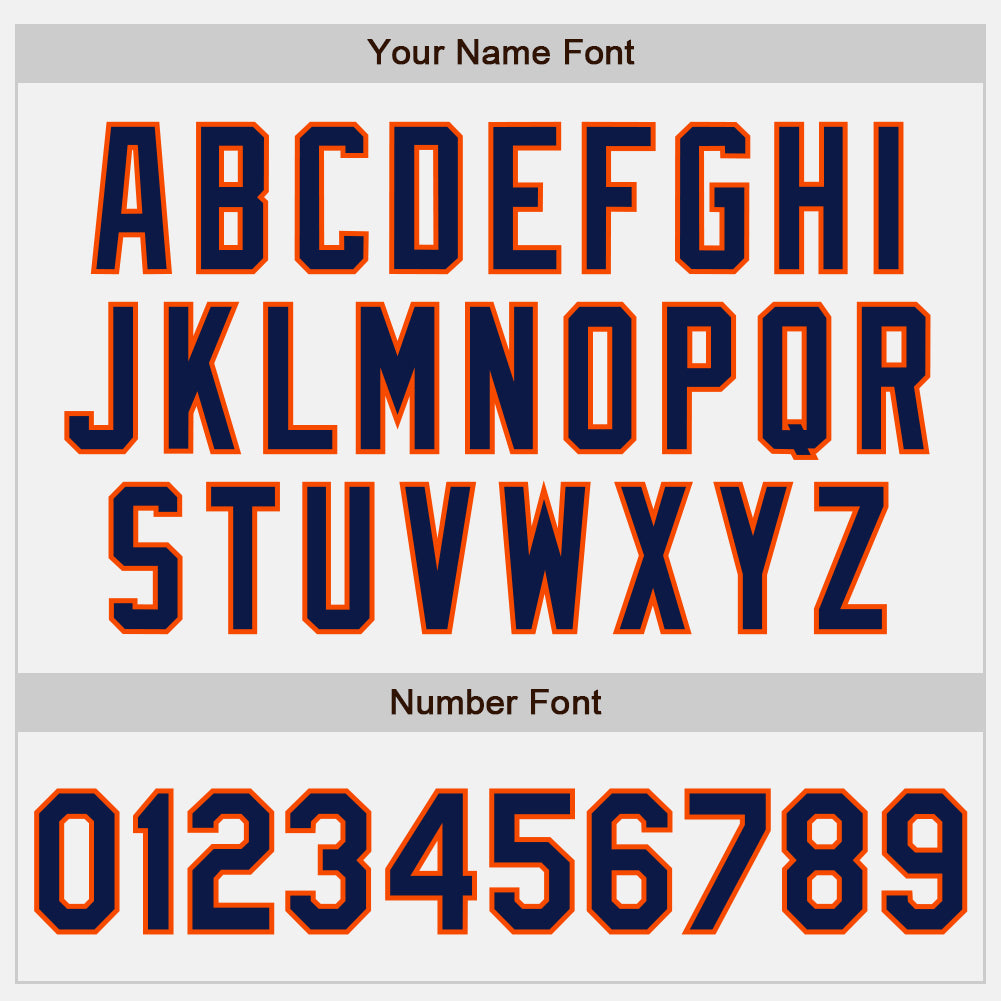 Personalized White Navy-Orange Bomber Full-Snap Varsity Letterman Two Tone Jacket Team Custom Name and Number Custom Name Number Varsity Letterman Bomber Jacket - White Navy Orange Two Tone Full-Snap Team Gear Personalized White Navy-Orange - Image 5