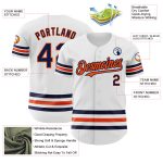 Custom Name and Number Authentic Baseball Jersey - Personalized White Navy-Orange Line Design Personalized White Navy-Orange