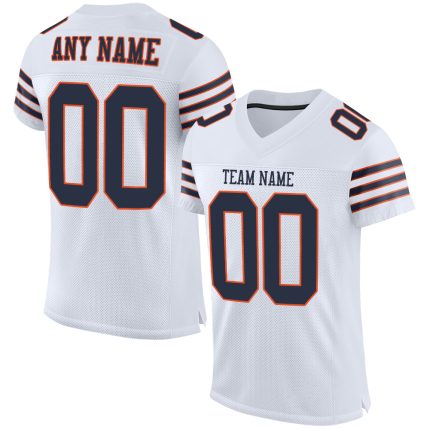 Personalized Authentic Football Jersey - White Navy-Orange Mesh Design Personalized White Navy-Orange Mesh Authentic Football