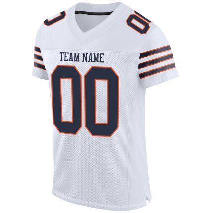 Personalized Authentic Football Jersey - White Navy-Orange Mesh Design Personalized White Navy-Orange Mesh Authentic Football