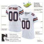 Custom Team Football Jersey - Personalized Mesh White Navy-Orange with Name and Number Personalized White Navy-Orange Mesh