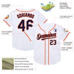 Custom Mesh Baseball Jersey with Personalized Name and Number - White Navy-Orange Authentic Throwback Team Apparel Personalized