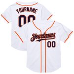 Custom Mesh Baseball Jersey with Personalized Name and Number - White Navy-Orange Authentic Throwback Team Apparel Personalized