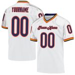 Custom Personalized Football Jersey - White Navy-Orange Mesh Throwback with Name & Number Personalized White Navy-Orange