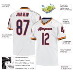 Custom Personalized Football Jersey - White Navy-Orange Mesh Throwback with Name & Number Personalized White Navy-Orange