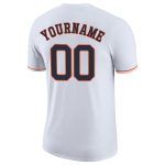 Custom Team Performance T-Shirt with Personalized Name and Number - White Navy Orange Personalized White Navy-Orange Performance