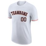 Custom Team Performance T-Shirt with Personalized Name and Number - White Navy Orange Personalized White Navy-Orange Performance