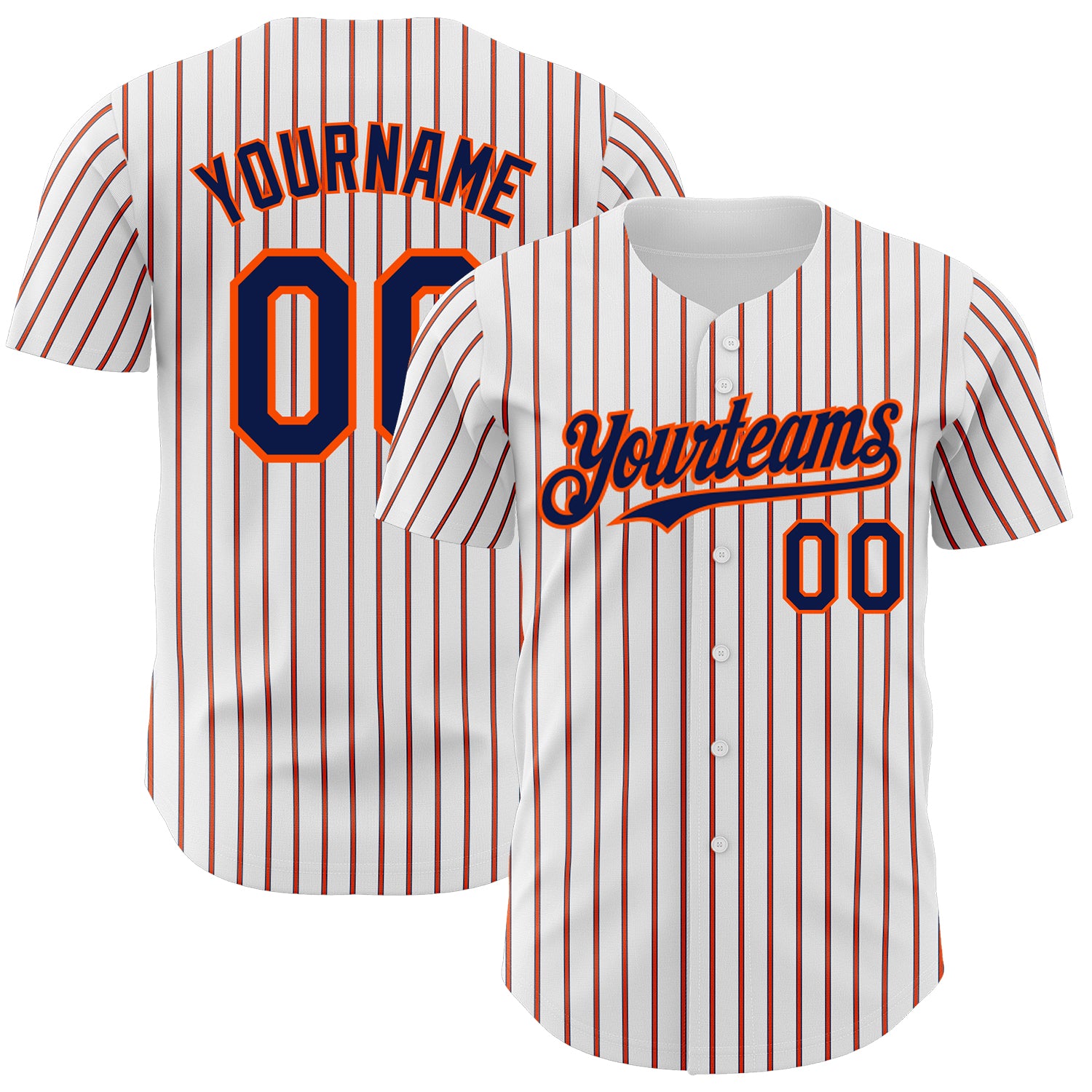 Personalized Navy Orange Pinstripe Baseball Jersey with Custom Name and Number - Authentic Team Jersey Personalized White