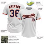 Personalized Softball Jersey Unisex Two-Button in White, Navy, and Orange Personalized White Navy-Orange Two-Button Unisex