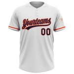 Personalized Softball Jersey Unisex Two-Button in White, Navy, and Orange Personalized White Navy-Orange Two-Button Unisex