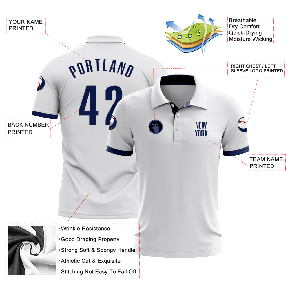 Personalized White Navy Performance Golf Polo Shirt Team Custom Name and Number Custom Name Number Golf Polo Shirt - Personalized White Navy Performance Team Apparel Personalized White Navy Performance - Image 3