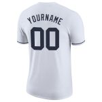 Custom Team Name and Number Personalized Performance T-Shirt - White Navy Personalized White Navy Performance T-Shirt Team