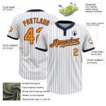 Custom Softball Jersey Unisex Team Personalized Name Number White Navy Pinstripe Two-Button Bay Design Personalized White