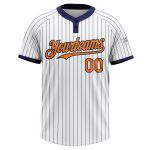 Custom Softball Jersey Unisex Team Personalized Name Number White Navy Pinstripe Two-Button Bay Design Personalized White