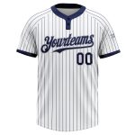 Custom Team Softball Jersey - Personalized Two-Button Unisex Gray White Navy Pinstripe with Name and Number Personalized