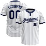 Custom Team Softball Jersey - Personalized Two-Button Unisex Gray White Navy Pinstripe with Name and Number Personalized