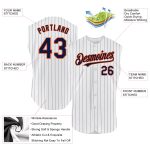 Custom Name & Number Personalized Baseball Jersey - Authentic Sleeveless White Navy Pinstripe Light Blue Personalized White
