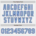 Custom Name Number Varsity Bomber Jacket Light Blue White Navy Pinstripe Full-Snap Personalized Team Jacket Personalized