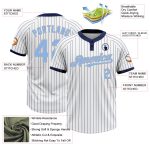 Custom Name and Number Unisex Softball Jersey - Personalized White Navy Pinstripe Light Blue Gray Two-Button Design Personalized