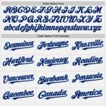 Custom Name Number Unisex Softball Jersey - Personalized White Navy Pinstripe Two-Button Light Blue Personalized White Navy