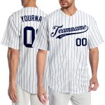 Personalized Navy Pinstripe Baseball Jersey for Men - Authentic White Design Personalized White Navy Pinstripe Navy Authentic
