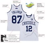 Custom Personalized Basketball Jersey - White Navy Pinstripe with Custom Name & Number Personalized White Navy Pinstripe