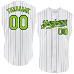 Custom Name and Number Personalized Navy Pinstripe Sleeveless Baseball Jersey - Authentic White Team Jersey Personalized